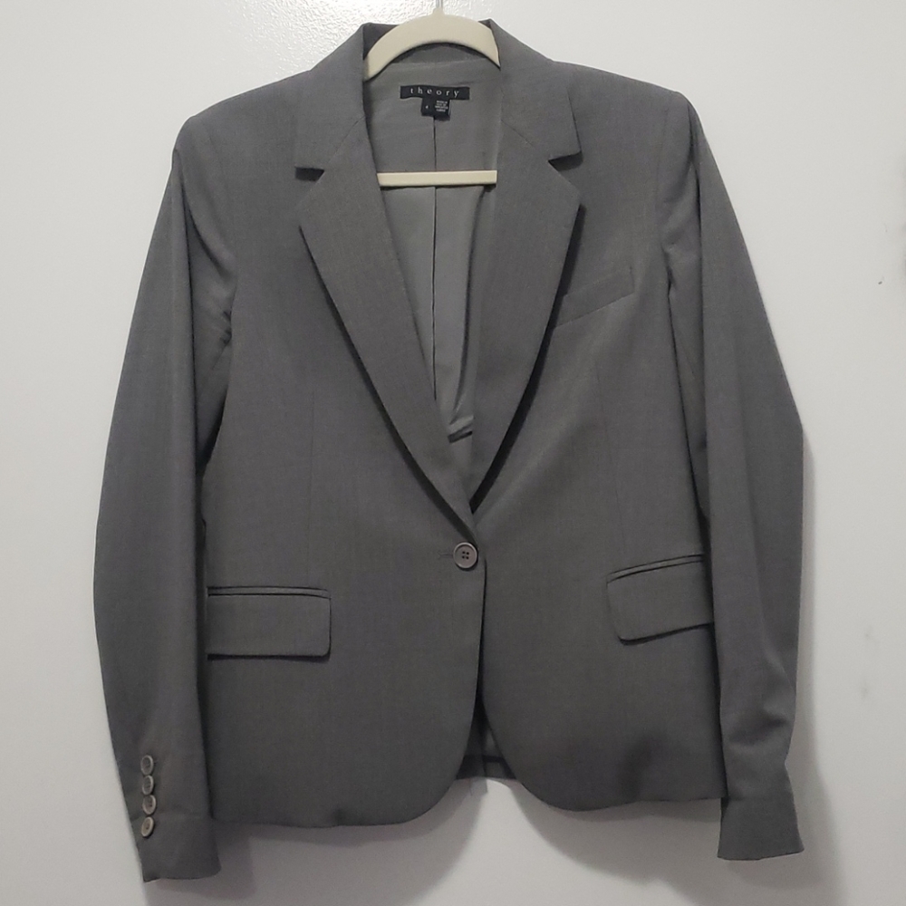 Theory blazer sz 4/36 grey wool